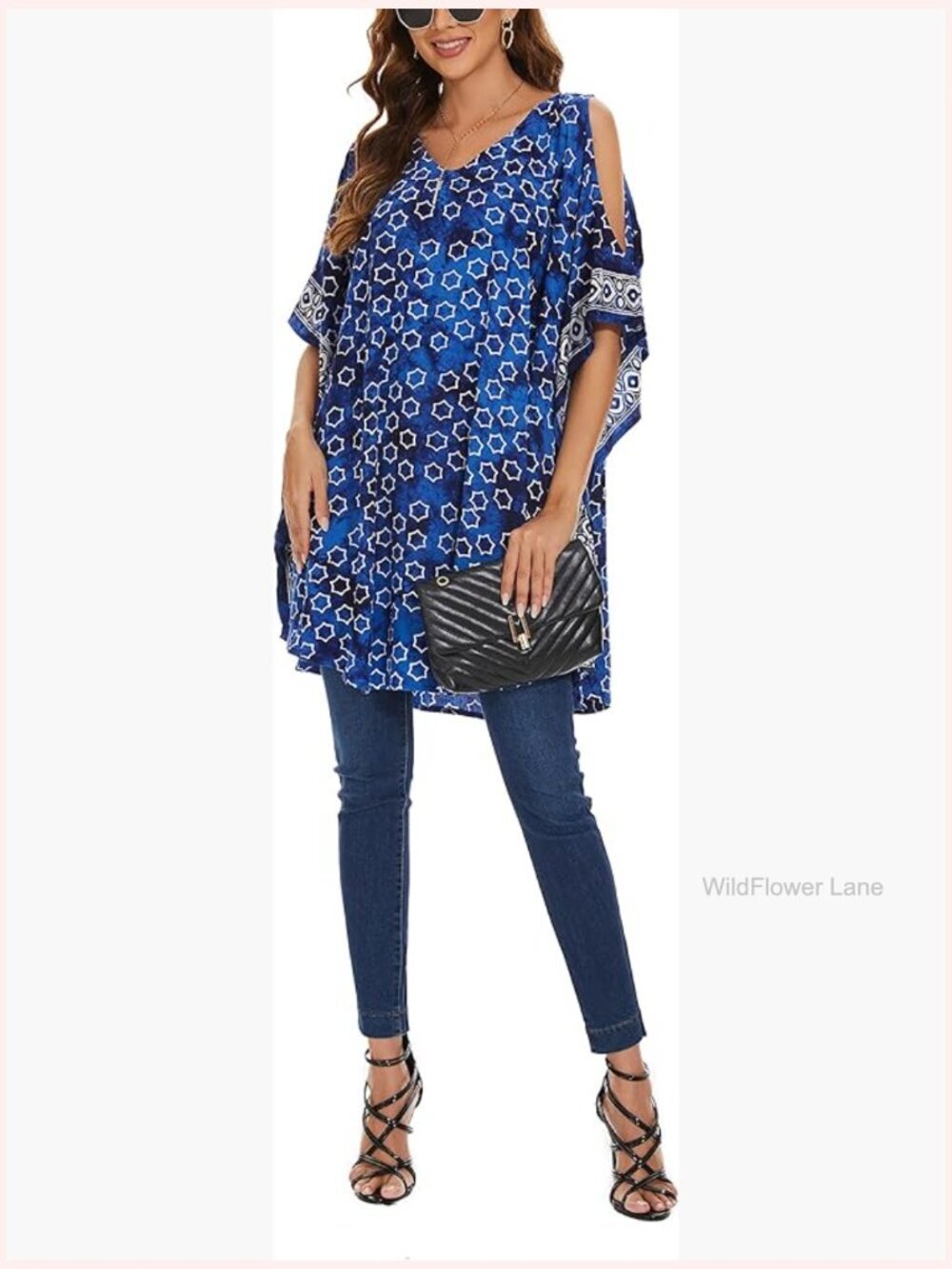Boho Cold Shoulder Plus Size Tunic Blouse Kaftan Top